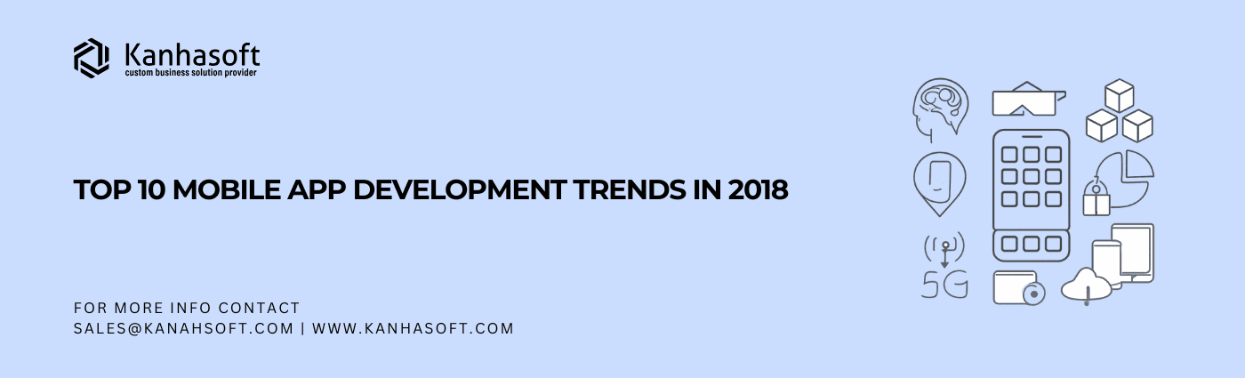 Mobile app development trends icons 2018