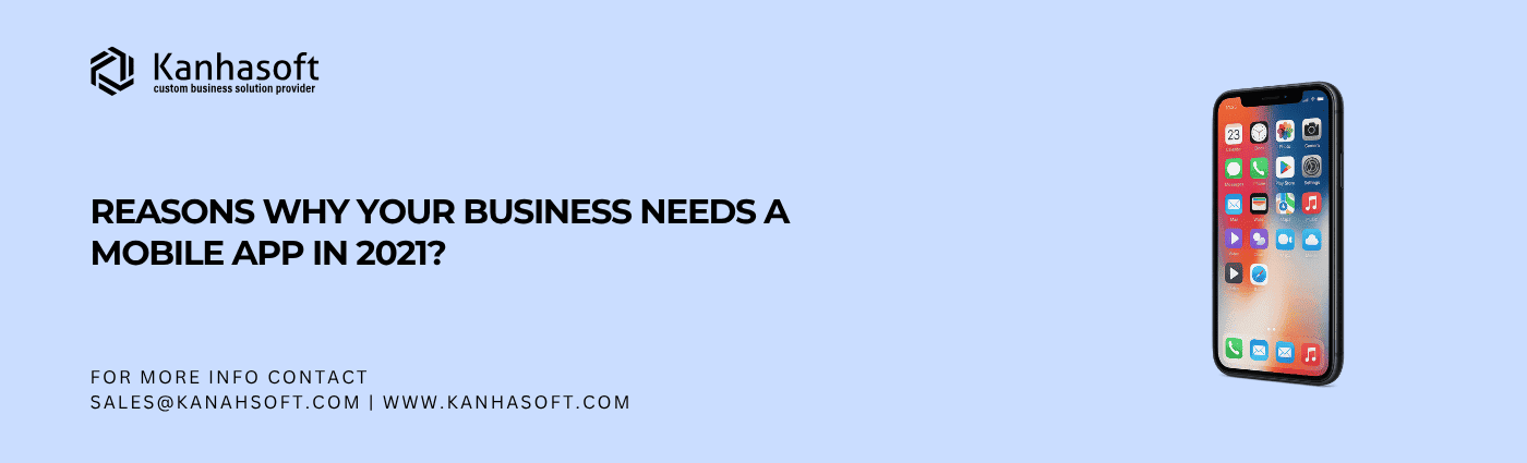 business mobile app 2021 illustration showing smartphone with business icons and growth graph