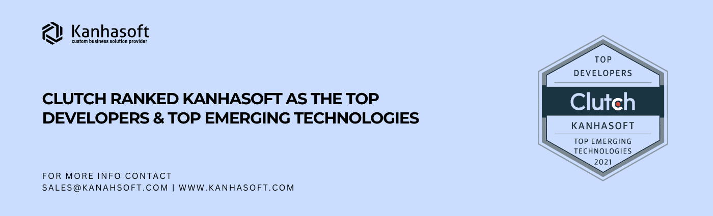 Clutch award badge recognizing Kanhasoft as top app developers in 2021