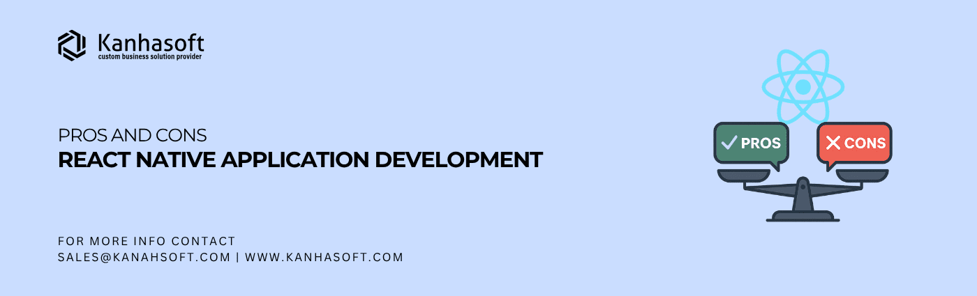 React Native Application Development pros and cons balanced on scale illustration