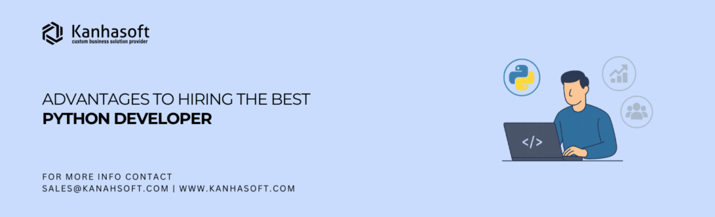 benefits of hiring a skilled Python developer — code, laptop, and project success elements included.