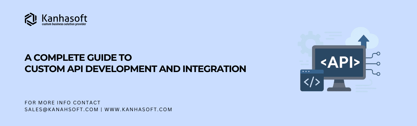 Custom API Development and Integration illustrated with code and cloud connectivity elements