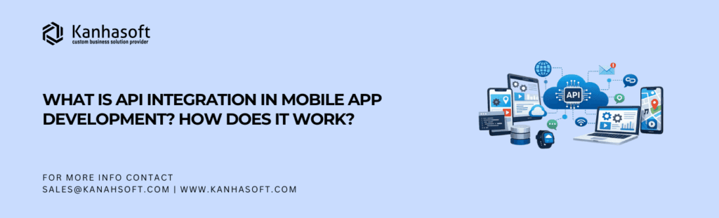 API integration in mobile app development concept with devices and cloud connections