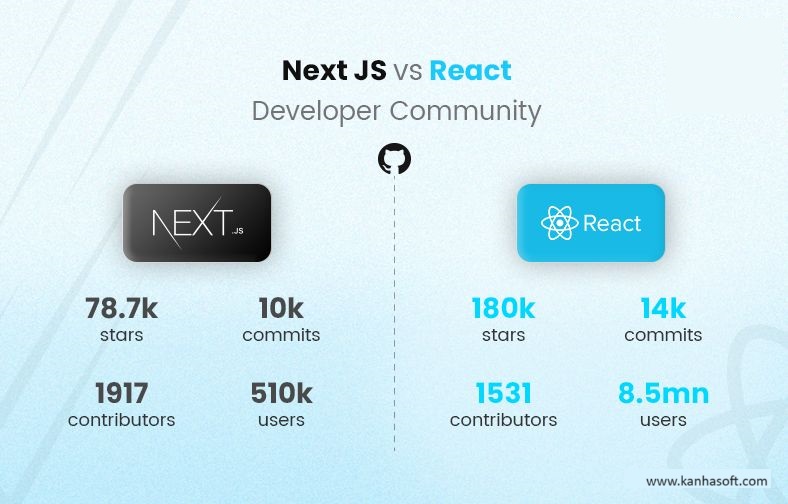 Next JS vs React: Developer Community
