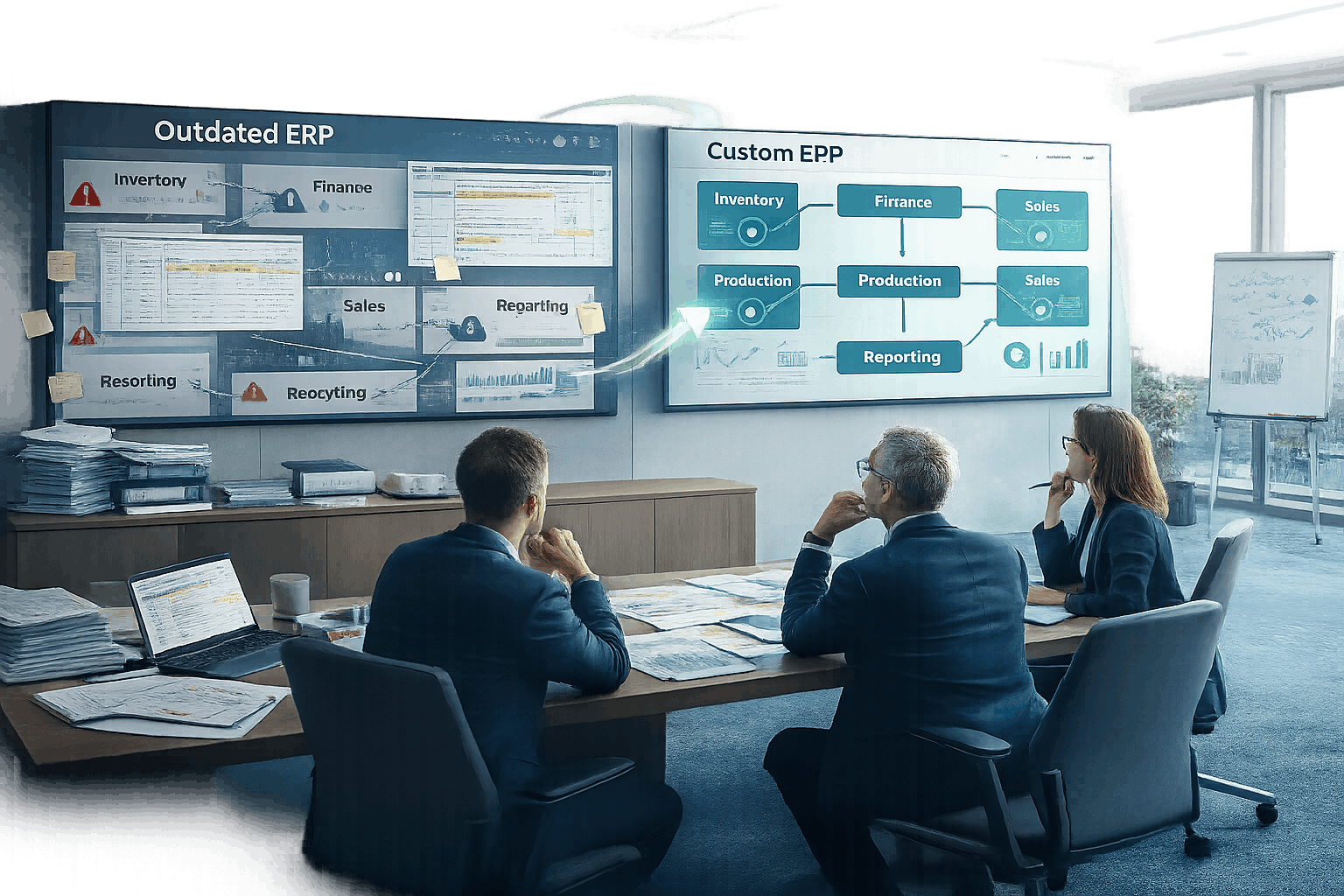 Business leaders deciding when to upgrade to a custom ERP system