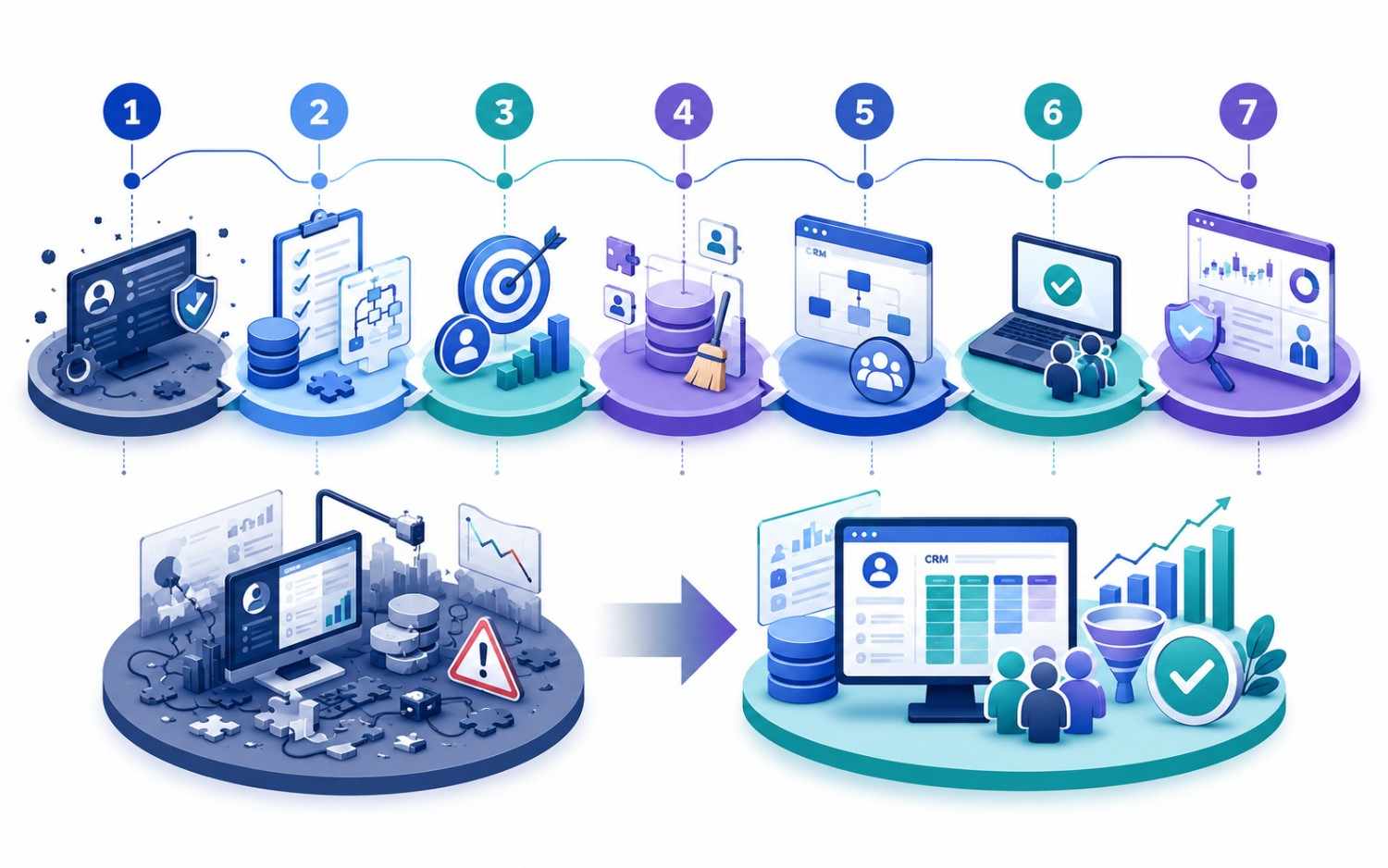 Seven-step CRM project rescue roadmap from system stabilization to governance and continuous op