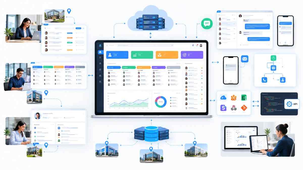 Modern multi-location CRM workflow powered by Next.js and Node.js